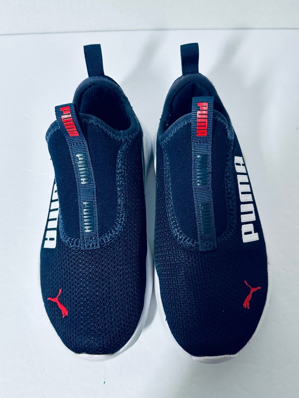 Puma Kids' Slip-On Athletic Shoes in Black w Red Accents Childrens Size 12 NWOT